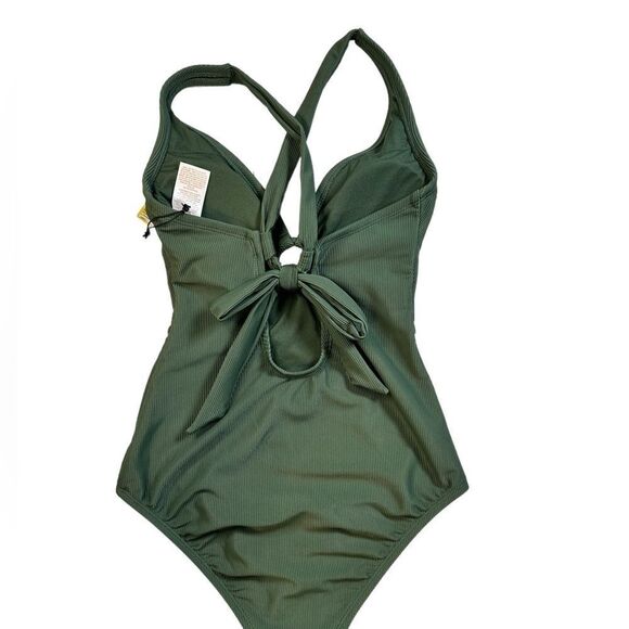 Neat Shade & Shore Women’s Green One Piece Swimsuit Ring Detail Plunge Front - S - Picture 9 of 9